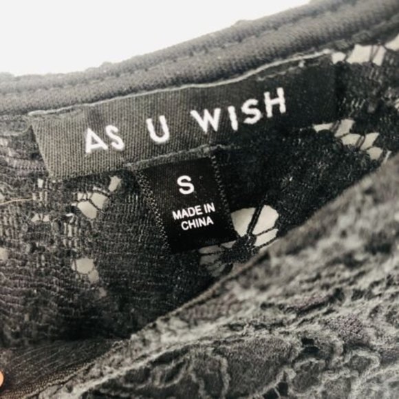 Black Lace Bodycon Sheath Dress Small Sleeveless Lined Keyhole Back As You Wish - Picture 4 of 11